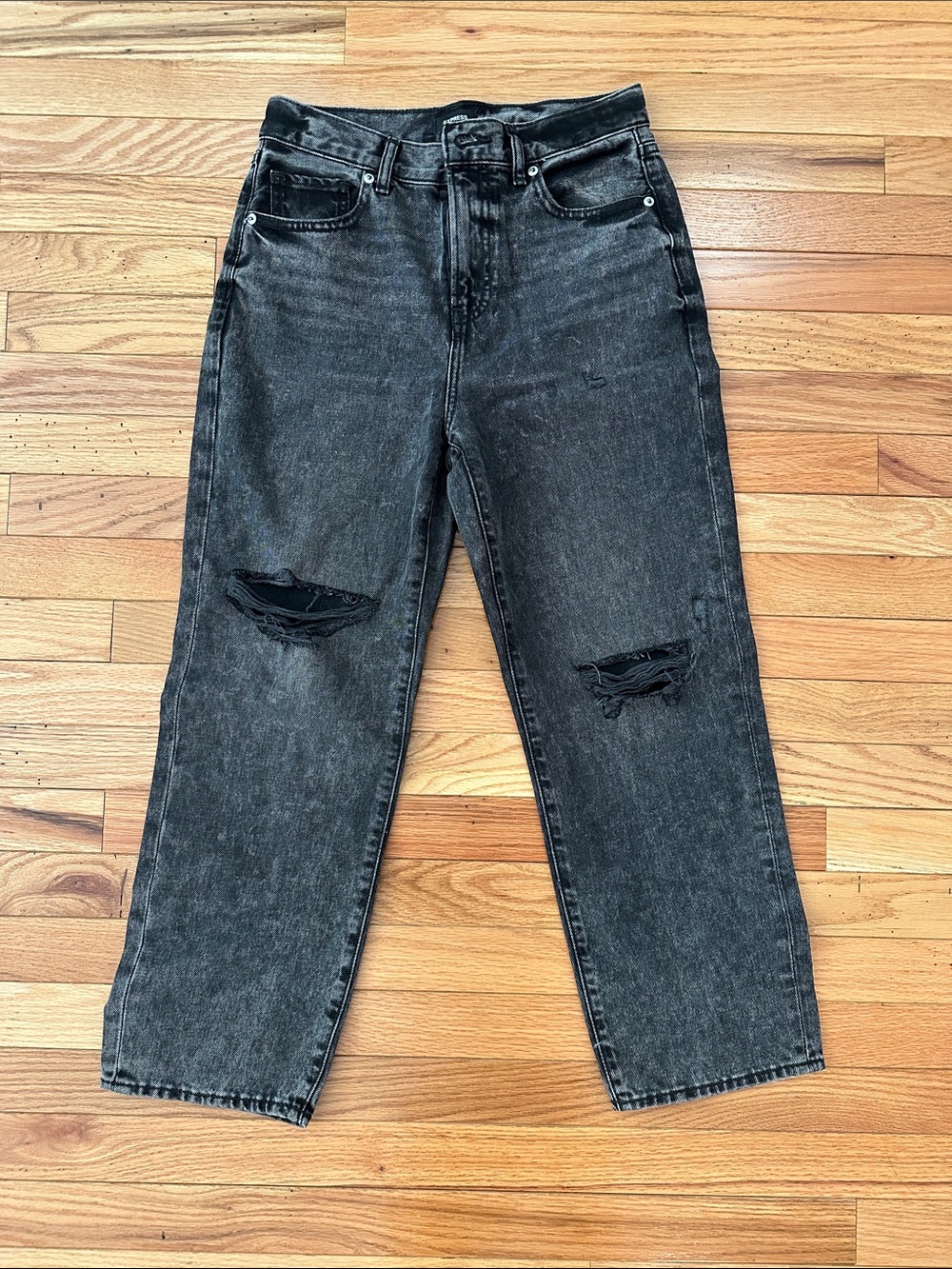 Express Distressed Black Washed Jeans
